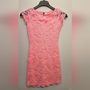 H&M bubblegum pink lace dress. Size 6, fits like a size 0/2 (xs)